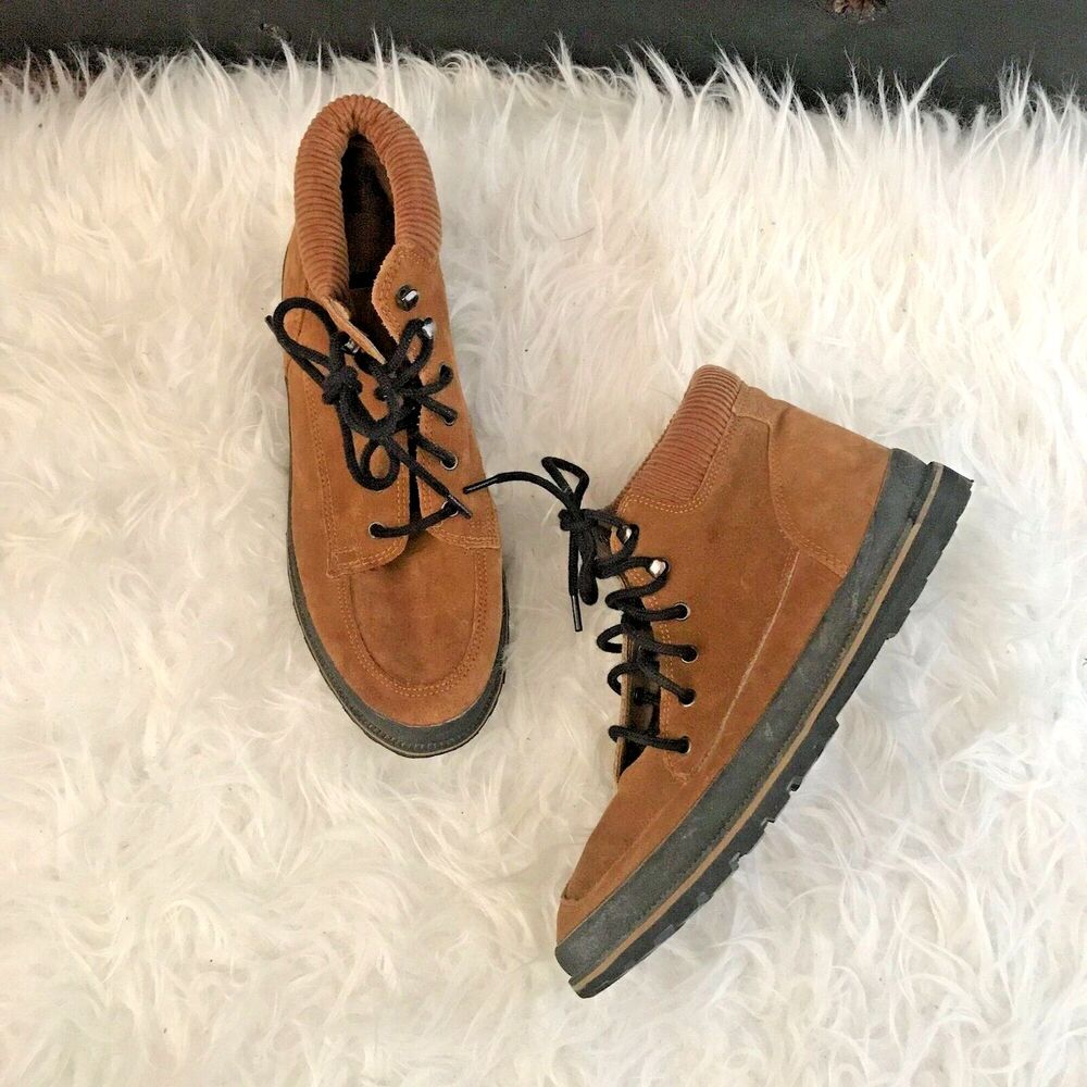 vtg‎ RARE 80s suede camel Keds hi tops brown lace up shoes classic boots 7M